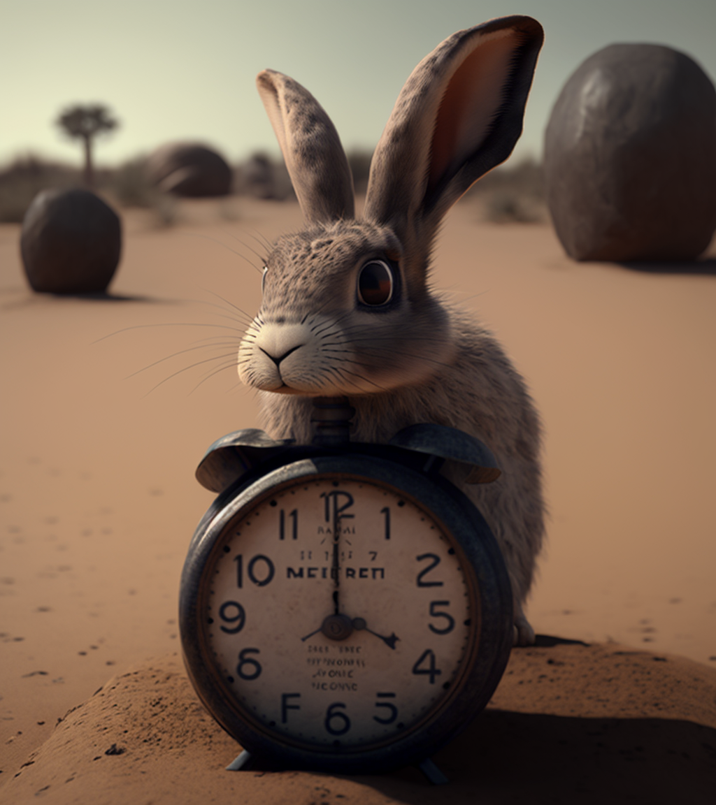Un lapin avec un sablier